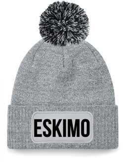 Bellatio Decorations Eskimo muts met pompon unisex one size - grijs One size