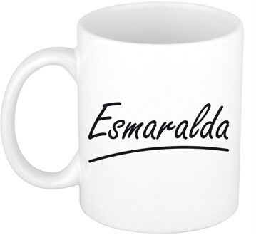 Bellatio Decorations Esmaralda voornaam kado beker / mok sierlijke letters - gepersonaliseerde mok met naam - Naam mokken Multikleur