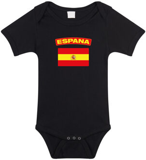 Bellatio Decorations Espana / Spanje landen rompertje met vlag zwart voor babys 56 (1-2 maanden)