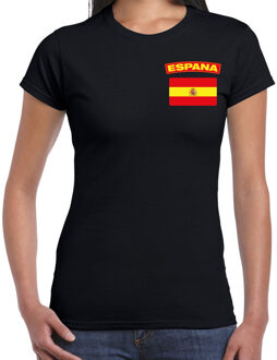 Bellatio Decorations Espana / Spanje landen shirt met vlag zwart voor dames - borst bedrukking 2XL