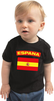 Bellatio Decorations Espana / Spanje landen shirtje met vlag zwart voor babys 62 (1-3 maanden)