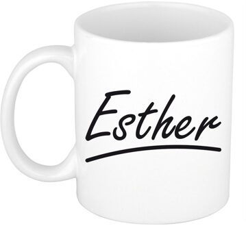 Bellatio Decorations Esther voornaam kado beker / mok sierlijke letters - gepersonaliseerde mok met naam - Naam mokken Multikleur