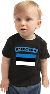 Bellatio Decorations Estonia / Estland landen shirtje met vlag zwart voor babys 62 (1-3 maanden)