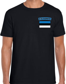 Bellatio Decorations Estonia t-shirt met vlag Estland zwart op borst voor heren 2XL