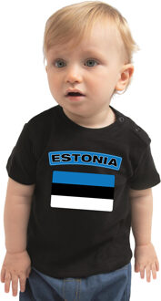 Bellatio Decorations Estonia t-shirt met vlag Estland zwart voor babys
