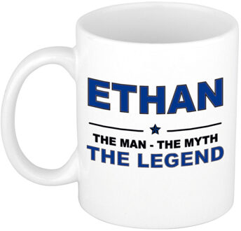 Bellatio Decorations Ethan cadeau mok - man myth legend - naam koffiemok - 300 ml - collega - vaderdag Donkerblauw