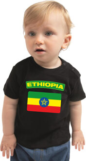 Bellatio Decorations Ethiopia / Ethiopie landen shirtje met vlag zwart voor babys 62 (1-3 maanden)