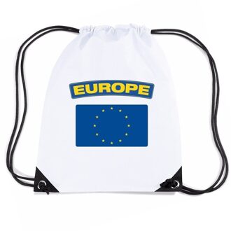 Bellatio Decorations Europa nylon rugzak wit met Europese vlag