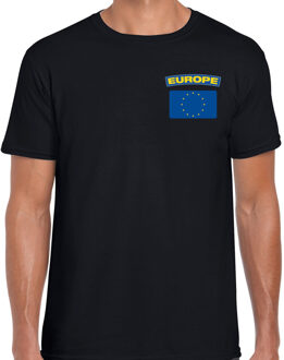 Bellatio Decorations Europa thema t-shirt - met vlag op borst - zwart - voor heren - landen shirt - supporters S