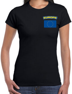 Bellatio Decorations Europe / Europa landen shirt met vlag zwart voor dames - borst bedrukking 2XL