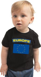 Bellatio Decorations Europe / Europa landen shirtje met vlag zwart voor babys 62 (1-3 maanden)