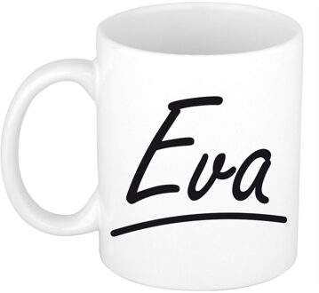 Bellatio Decorations Eva voornaam kado beker / mok sierlijke letters - gepersonaliseerde mok met naam - Naam mokken Multikleur