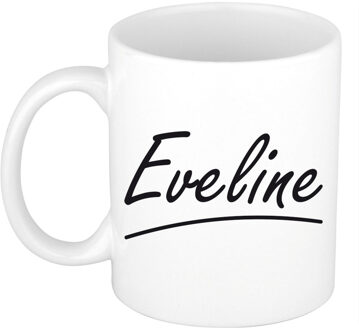 Bellatio Decorations Eveline Naam koffiemok - beker - met sierlijke letters - wit - 300 ml - Cadeau - Dames