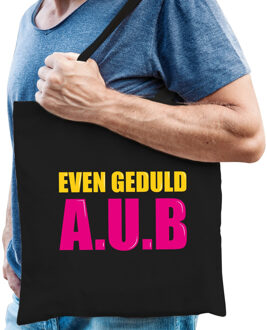 Bellatio Decorations Even geduld A.U.B cadeau tas zwart voor heren - Feest Boodschappentassen