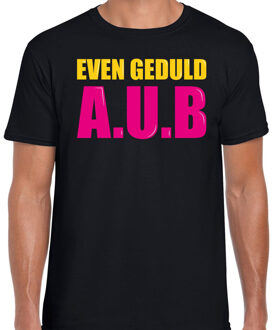 Bellatio Decorations Even geduld A.U.B fun tekst t-shirt zwart heren 2XL