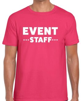 Bellatio Decorations Event staff / personeel tekst t-shirt roze heren 2XL