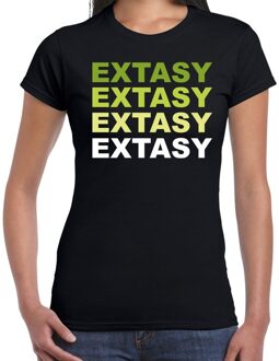 Bellatio Decorations Extasy drugs fun t-shirt zwart met groene bedrukking dames M