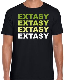 Bellatio Decorations Extasy drugs fun t-shirt zwart met groene bedrukking heren L