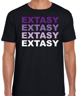 Bellatio Decorations Extasy drugs fun t-shirt zwart  met  paarse bedrukking heren XL
