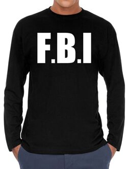 Bellatio Decorations F.B.I. long sleeve t-shirt zwart voor heren 2XL