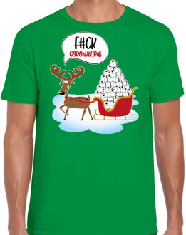Bellatio Decorations F#ck coronavirus fout Kerstshirt / outfit groen voor heren