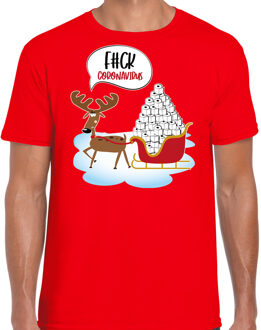 Bellatio Decorations F#ck coronavirus fout Kerstshirt / outfit rood voor heren