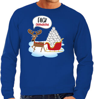 Bellatio Decorations F#ck coronavirus foute Kersttrui / outfit blauw voor heren S