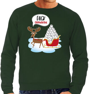 Bellatio Decorations F#ck coronavirus foute Kersttrui / outfit groen voor heren
