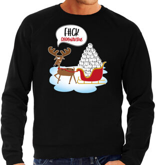 Bellatio Decorations F#ck coronavirus foute Kersttrui / outfit zwart voor heren M