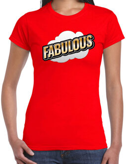 Bellatio Decorations Fabulous fun tekst t-shirt voor dames rood in 3D effect L