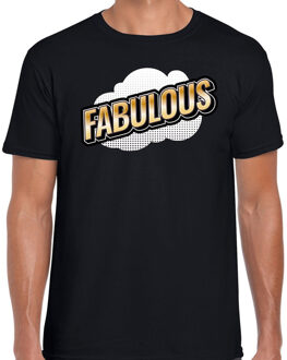 Bellatio Decorations Fabulous fun tekst t-shirt voor heren zwart in 3D effect 2XL