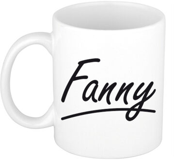 Bellatio Decorations Fanny voornaam kado beker / mok sierlijke letters - gepersonaliseerde mok met naam - Naam mokken Multikleur