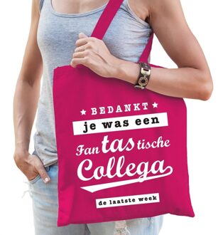 Bellatio Decorations Fantastische collega cadeau tas roze katoen - Feest Boodschappentassen