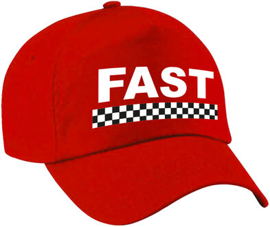 Bellatio Decorations Fast / finish vlag verkleed pet rood voor dames en heren - Racing team baseball cap - carnaval / kostuum