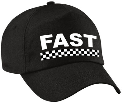 Bellatio Decorations Fast / finish vlag verkleed pet zwart voor dames en heren - Racing team baseball cap - carnaval / kostuum