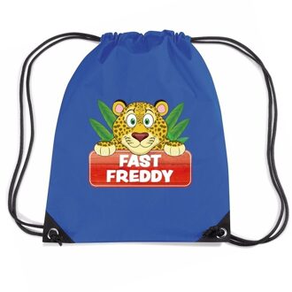 Bellatio Decorations Fast Freddy het luipaard rugtas / gymtas blauw voor kinderen