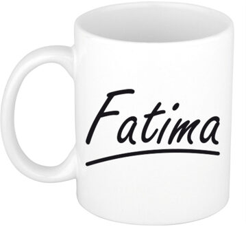 Bellatio Decorations Fatima voornaam kado beker / mok sierlijke letters - gepersonaliseerde mok met naam - Naam mokken Multikleur