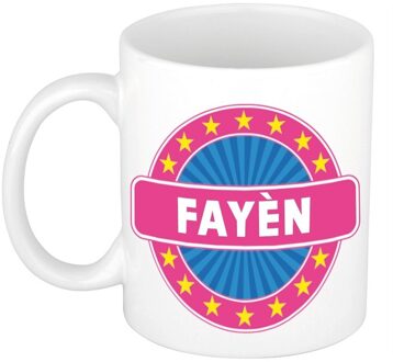 Bellatio Decorations Fayen voornaam koffiemok - beker - wit/roze - 300 ml - Cadeau - Dames - Collega - Moederdag