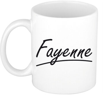 Bellatio Decorations Fayenne voornaam kado beker / mok sierlijke letters - gepersonaliseerde mok met naam - Naam mokken Multikleur