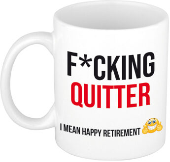 Bellatio Decorations Fcking quitter kado mok / beker wit en zwart - collega afscheidscadeau VUT / pensioen Multi