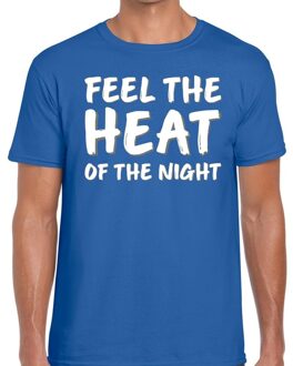 Bellatio Decorations Feel te heat of the night t-shirt blauw heren