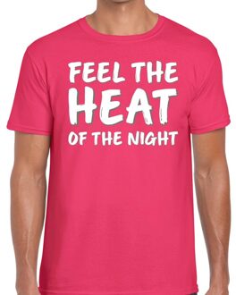 Bellatio Decorations Feel te heat of the night t-shirt roze heren 2XL