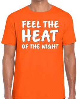 Bellatio Decorations Feel the heat of the Night fun t-shirt oranje heren 2XL