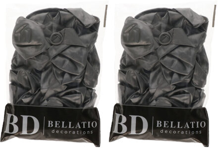 Bellatio Decorations Feest ballonnen - zilver - 200x stuks - ca. 27 cm - verjaardag versiering