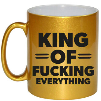 Bellatio Decorations Feest cadeau koffie/thee mok voor King - goud - King of everything - keramiek - 300 ml Goudkleurig