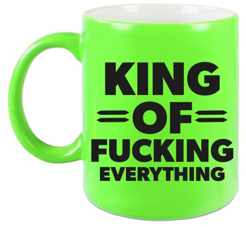 Bellatio Decorations Feest cadeau koffie/thee mok voor King - groen - King of everything - keramiek - 300 ml