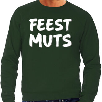 Bellatio Decorations Feest muts sweater / trui groen met witte letters voor heren 2XL