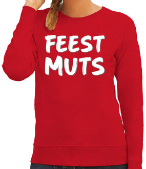 Bellatio Decorations Feest muts sweater / trui rood met witte letters voor dames 2XL