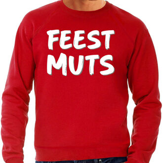 Bellatio Decorations Feest muts sweater / trui rood met witte letters voor heren 2XL