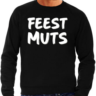 Bellatio Decorations Feest muts sweater / trui zwart met witte letters voor heren 2XL